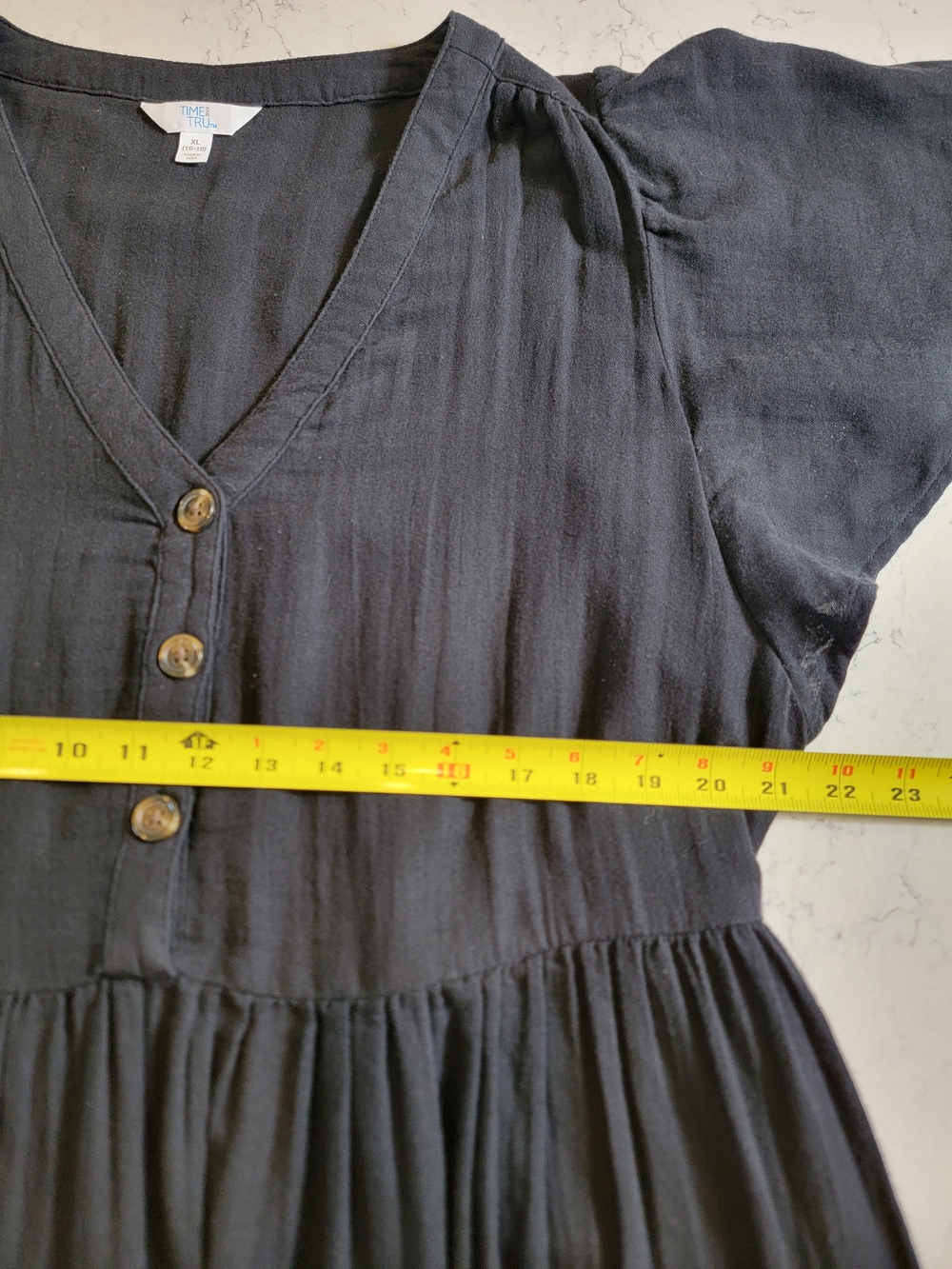 Time and Tru Black Cotton Gauze Babydoll Dress XL 16/18 Cottagecore - Picture 3 of 10